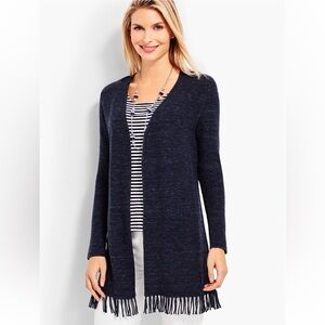 Talbots Space Dyed Fringe Hem Fly Away Cardigan